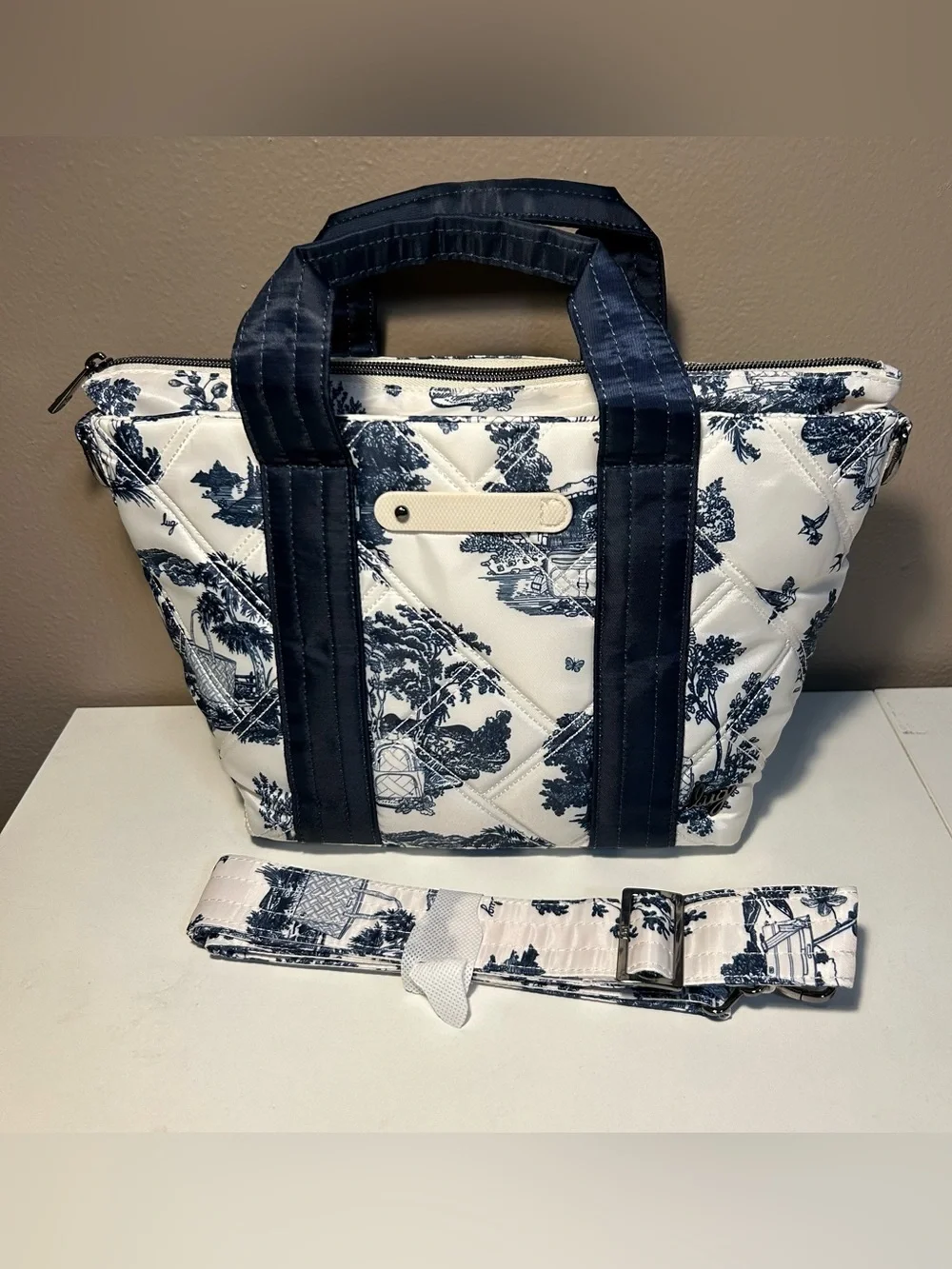 Lug Storybook Blue White Dory LE nylon tote crossbody removable strap NWOT
